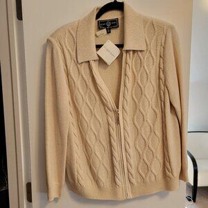 St. John cream color zipper front sweater